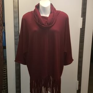 Wine colored fringe cotton top